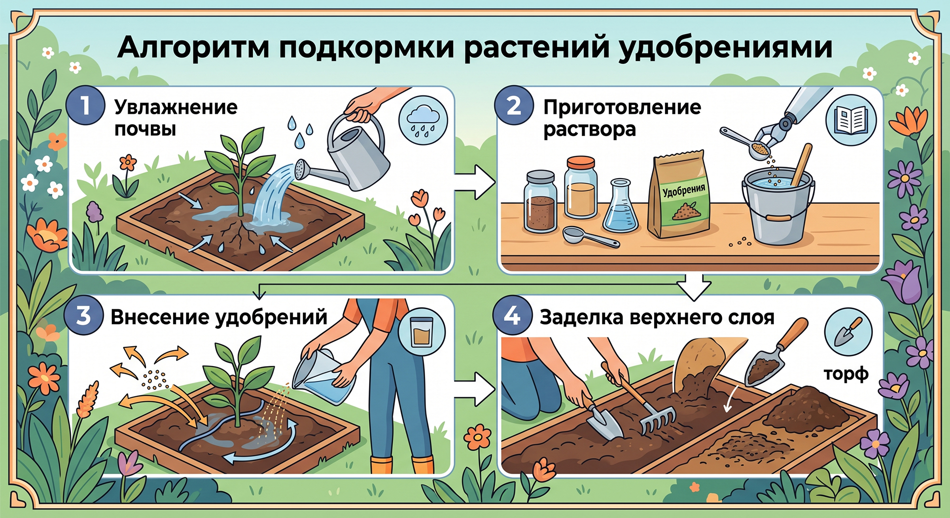 Алгоритм подкормки растений удобрениями