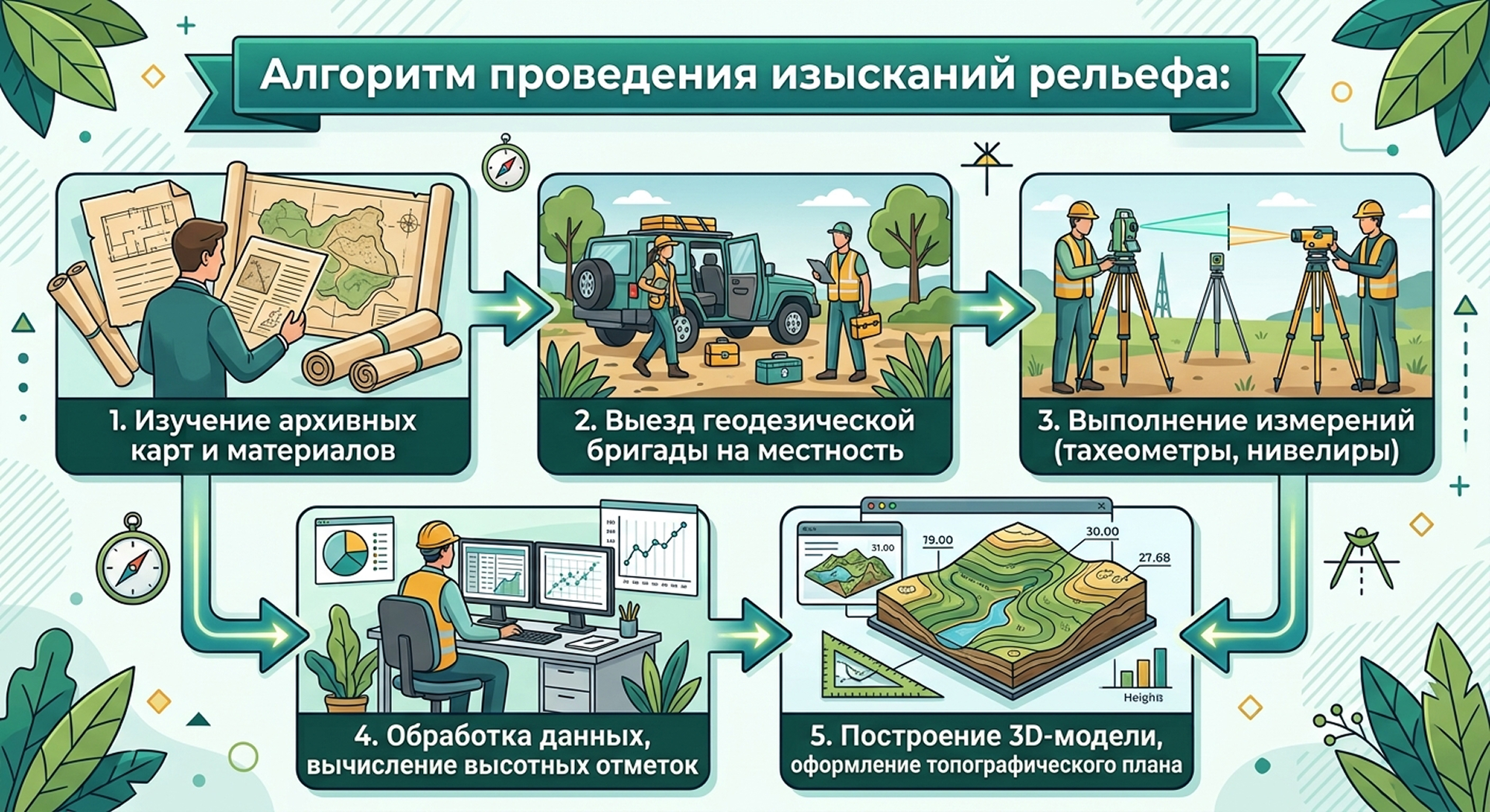 Алгоритм проведения изысканий рельефа