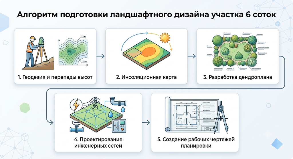 Ландшафтный дизайн участка 6 соток