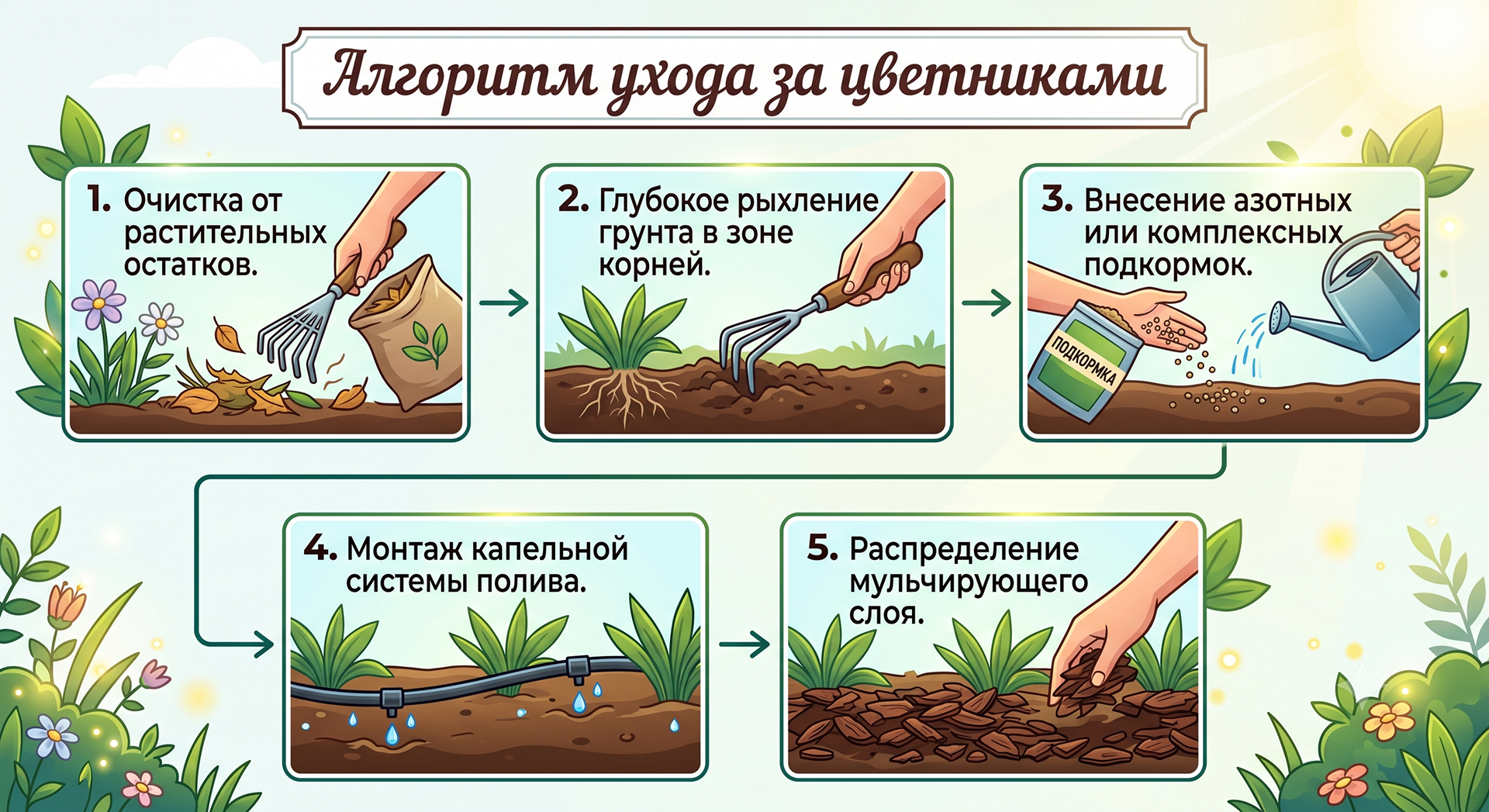 Уход за клумбами и цветниками - алгоритм